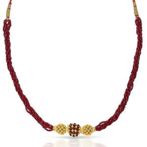 สร้อยคอทอง thushi สีแดงเข้มสำหรับผู้หญิงลายดอกไม้ - Product Image 4