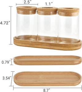 Terrarium <span class=keywords><strong>de</strong></span> propagation des plantes, station <span class=keywords><strong>de</strong></span> plantation en verre <span class=keywords><strong>de</strong></span> bureau, vase en verre pour plantation aquatique avec couvercle et support en bois, décoration <span class=keywords><strong>de</strong></span> bureau, 3 pièces - Product Image 3