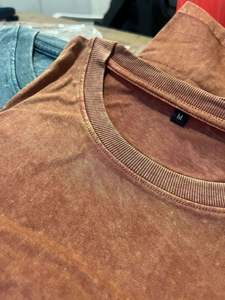 100% coton hommes T-Shirt col rond manches courtes lavage à l'acide lavage aux enzymes formel solide motif Polyester/coton matériel - Product Image 4