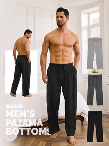 Pyjama classique pour homme à manches longues en tricot avec poches, toucher doux en coton, respirabilité, extensible, confortable pour dormir et se détendre à la maison - Product Image 4