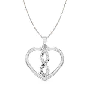 Collier chaîne pendentif cœur infini CLARA en argent sterling 925, géométrique, or blanc, or rose, diamant, zircon, perle, tendance - Product Image 1