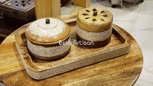 Bela Artisan Ecológico Incienso Indio Mango Madera Bandejas Mabkhara Box Set Incienso Aromaterapia Difusor Titular Día de San Valentín - Product Image 5