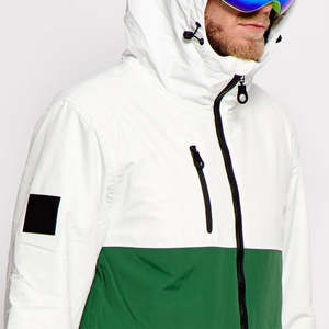 Custom Mens High Quality Waterproof <b>Ski</b> Jumpsuit <b>Green</b> White Panel Design Windproof One Piece Snowboard Wear with Zipper Closure - Product Image 4