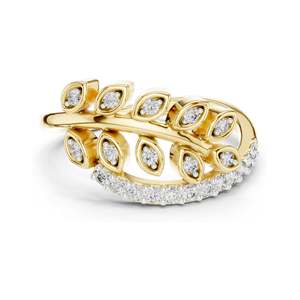 Bague en forme de feuille avec diamant de laboratoire en forme de poire de 0,268 carats pour femme, clarté VVS-VS EF, or 18 carats, 14 carats, 10 carats et argent 925, moissanite - Product Image 2