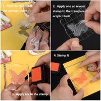 4 blocs de tampons avec grille et poignée, ensemble de blocs d'estampage en acrylique transparent Outils d'estampage essentiels pour l'artisanat du scrapbooking
