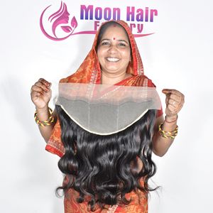 Vente en gros de cheveux humains indiens naturels, frontal Bodywave, non traités chimiquement, non coupés, cuticules alignées, pour tissage - Product Image 1