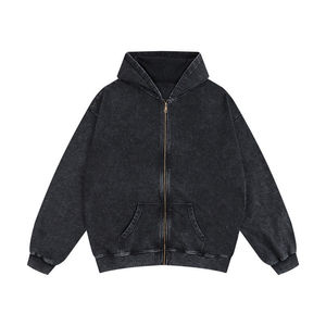 Survêtement sur mesure pour hommes surdimensionné délavé à l'acide avec fermeture éclair pour hommes sweat à capuche et pantalon de survêtement pour hommes - Product Image 4