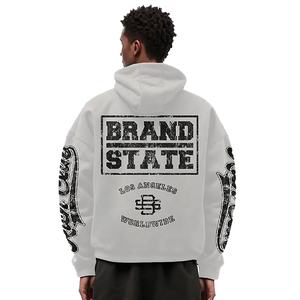 Logo personnalisé poids lourd écologique hiver Jogging ensemble recadrée éponge pantalons de survêtement évasés sweats à capuche soleil fané Baggy - Product Image 5