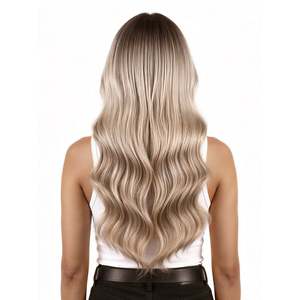 Extensions de cheveux Halo à clipser, cheveux humains Remy lisses # 17 Cool Beige Blonde - Product Image 5