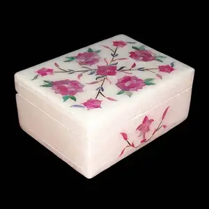 New Arrival 2024 Beautiful Hand Work Pink Mother Of Pearl Inlay Lotus Design Gift Boxes For Wedding Gifts Ready to Ship Boxes