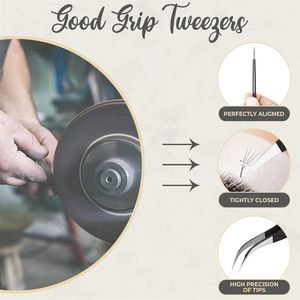 Ensemble de 3 pinces à cils en acier inoxydable personnalisées pour cils incurvés et droits par Vaslcare - Product Image 2