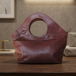 Genuine Leather Tote Bag Soft Handle Simple Style Dark Brown - Product Image 3