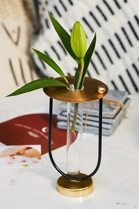 แจกันใส่หลอดทดลองแก้วและเหล็กสีทองพร้อมแจกันสั่งทำ - Product Image 2