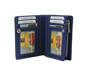 محفظة من الجلد الطبيعي محمية بميزة تحديد الهوية بموضة للجيب حقيبة أنيقة مع جيب للعملات المعدنية بسحاب وفتحات للبطاقات - Product Image 2