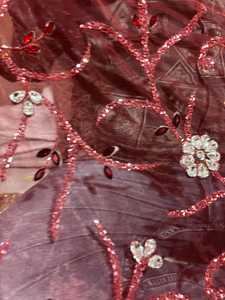 Meilleur Prix Luxe Fait Main 100% Polyester Vêtements Haute Qualité Perlé Tissu Zircon Tissé Maille Exportation Directe Inde Fournisseur - Product Image 5