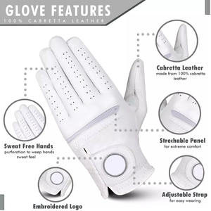Venta caliente Guantes blancos Golf Cabretta Guante de golf personalizado antideslizante de alta calidad Cuero sintético completo - Product Image 3