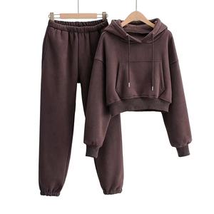 Survêtement personnalisé blanc uni pour femmes, pantalon de survêtement et jogging, ensemble pour femmes, survêtement unisexe en coton/polaire avec poche kangourou - Product Image 2
