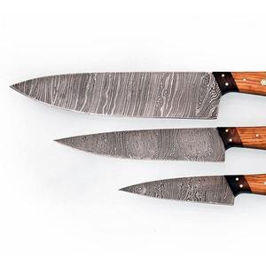Hot Sale <b>Sharp</b> & Beauty Stainless Steel Handmade Wood Handle Eco-Friendly Three-Piece <b>Kitchen</b> Chef <b>Knife</b> Set - Product Image 3