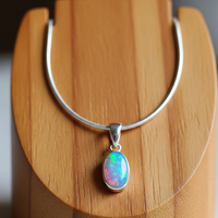 Pendentif Mala Bohème Bouddhiste en Argent Sterling 925 avec Opale Sertie en Sceau, Plaqué Rhodium, Cristal de Guérison pour Femme, Cadeau, Certifié par un tiers