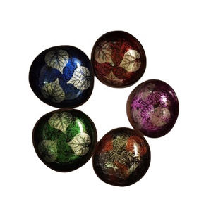 Top Seller Best Quality Lacquered Coconut Bowls Natural Butterfly Arted Colorful Eco-Friendly Minimalist <b>Cheap</b> From Vietnam - Product Image 1