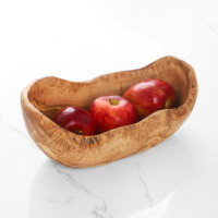 Premium ArtisRaw Tunesische Olijfhouten Handgemaakte Ecologische Fruitmand Schaal Bestek Kartonnen Verpakking Serveermodel BS003