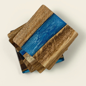 Dessous de verre de tasse à café en résine époxy et bois antique Design élégant Cadeaux de mariage personnalisés les plus vendus Dessous de verre en bois de résine - Product Image 5