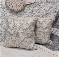 Housse de coussin carrée en coton biologique 100% tissé à la main, motif franges, style bohème de luxe, décoration pour la maison et l'hôtel, marque MORE, fabriqué en Inde