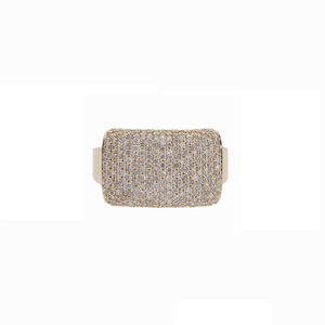 14K Or Jaune Rhodium Plaqué Pave Diamant Brillant Coupe Large Bande Anneau Audacieux Élégant Luxueux Déclaration De Mode Diamants - Product Image 5