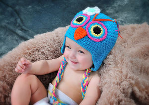 หมวกไหมพรมถักโครเชต์สีฟ้าสำหรับเด็กทารก EFANBEANIE หมวกนกฮูกน่ารักสำหรับเด็กผู้หญิง ทำด้วยมือ เหมาะสำหรับการเดินทาง - Product Image 3