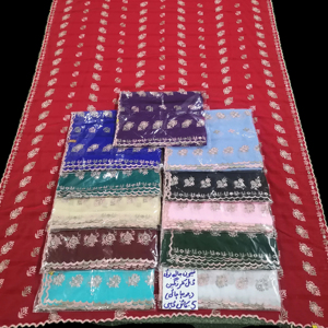 Châle en mousseline à motif floral brodé multicolore, respirant, long, pour femmes, à porter au quotidien en extérieur - Product Image 1