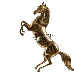 Escultura de caballo de latón antiguo hecha a mano, figurita decorativa, diseño de cría para decoración del hogar de lujo, adorno coleccionable artístico - Product Image 3
