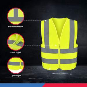Chaleco de Seguridad Unisex OEM de Alta Visibilidad, Material Spandex, Bolsillos Multifuncionales, Cierre Frontal con Cremallera, para Uso en Obras de Construcción - Product Image 3