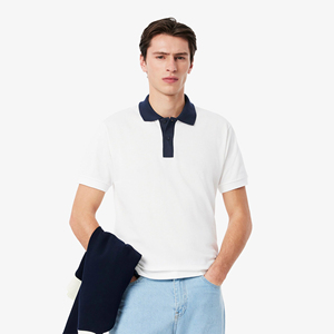 Men's White Canvas <b>Gothic</b> for <b>Shirt</b> Navy Collar Short Sleeve Regular Fit Solid Color Knitted Breathable Quick Dry Front Logo - Product Image 1