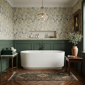 Baignoire ovale autoportante au design moderne et élégant FW-7731-67 - Baignoire en acrylique durable pour salle de bain - Product Image 1