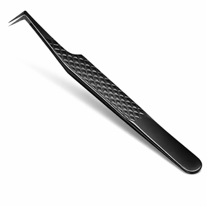 Pince à cils de précision noire à pointe en L, outil d'extension de cils, manche antidérapant, outil pour volume de cils - Product Image 1