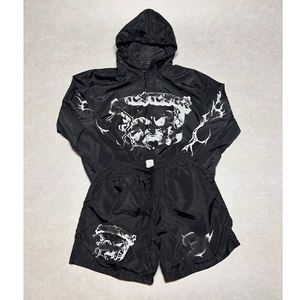 Wholesale Custom Men's Nylon Tracksuits Reflective Strips <b>Zip</b> <b>Hooded</b> Sweat Shorts Jogger Sets Polyester Wholesale <b>Zip</b> Nylon - Product Image 3