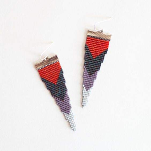 Pendientes bordados con cuentas hechos a mano con estilo, patrón de bloqueo completo personalizable para ocasiones de compromiso, pendientes de diseño personalizado - Product Image 2