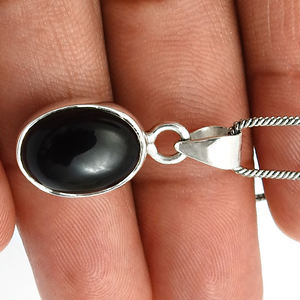 Precio al por mayor de alta calidad, Plata de Ley 925, piedra preciosa de ónix negro Natural, forma ovalada, colgante Hippie para fiestas de cumpleaños - Product Image 4