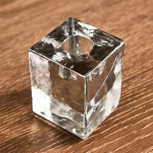 Newest Arrived High Quality <b>Clear</b> Cast Glass Taper Holders for Minimalist Home & <b>Table</b> Styling - Product Image 2