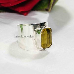 แหวนเงินแท้ทำมือสีเงิน925อัญมณีซิทรีนตัดแบบเจ้าหญิงเครื่องประดับสไตล์คลาสสิกสำหรับงานแต่งงาน - Product Image 6