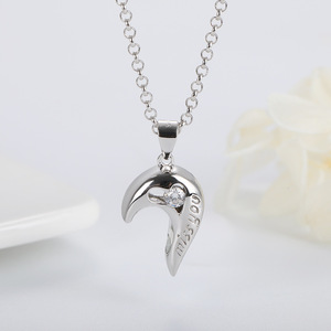 Ciondolo coppia in argento Sterling S925 sono magneticamente attratti l'uno dall'altro semplice ciondolo a forma di amore bacio cuore - Product Image 6