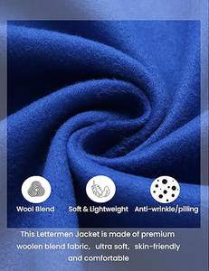 Veste de baseball varsity pour homme, confort optimal, écologique, respirante, en tissu mélangé de coton, broderie en fourrure, col montant - Product Image 5