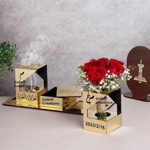 Wood and Silver Acrylic Bakhoor burner Set With Flower <b>Vase</b> at Wholesale Rate by ZAM ZAM IMPEX - Product Image 6