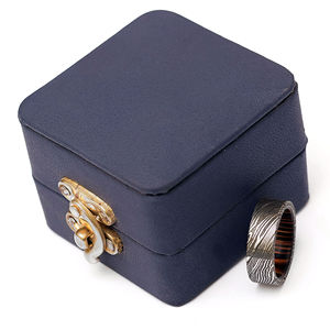 Anillo Burraq Clásico de Acero de Damasco Hecho a Mano con Caja de Anillo, Regalo Perfecto para Papá, Esposo, Novio, Soporte OEM, Personalización - Product Image 5