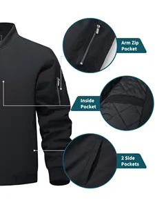 Chaqueta cortavientos transpirable resistente al agua de invierno para hombre con logotipo personalizado, cuello levantado, estilo informal, aspecto de bombardero de piloto, suministro ODM - Product Image 6