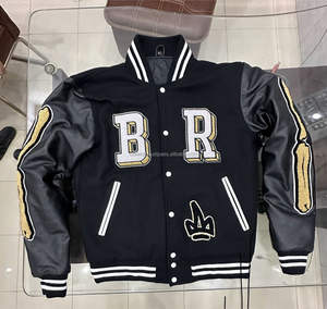 Fabricant OEM Veste universitaire de haute qualité pour hommes, manches en cuir brodé de chenille, veste universitaire Letterman de baseball personnalisée - Product Image 5