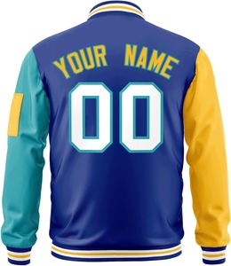 Equipo personalizado Logo Bordado Personalizado Universidad Bomber Zip Up Estilo Brazo izquierdo Cremallera Bolsillo Contraste Mangas Varsity Chaqueta - Product Image 5