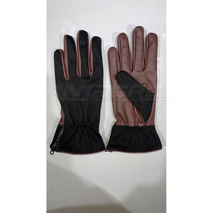 ถุงมือหนังแกะแท้สำหรับผู้ชายหรูหราถุงมือแฟชั่นฤดูหนาวแบบมีซิปสีตัดกัน - Product Image 2