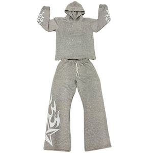 Trajes Deportivos de Alta Calidad para Adultos 2025, para Hombre y Mujer, Sudaderas con Efecto Desgastado por el Sol, Estampado de Pantalla, Pedrería, Transpirables, Sudaderas para Hombre - Product Image 2