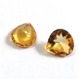 Natural citrine 12x12mm heart facet Good Quality Loose Gemstones yellow citrine cut manufacturer supplier for jewelry making